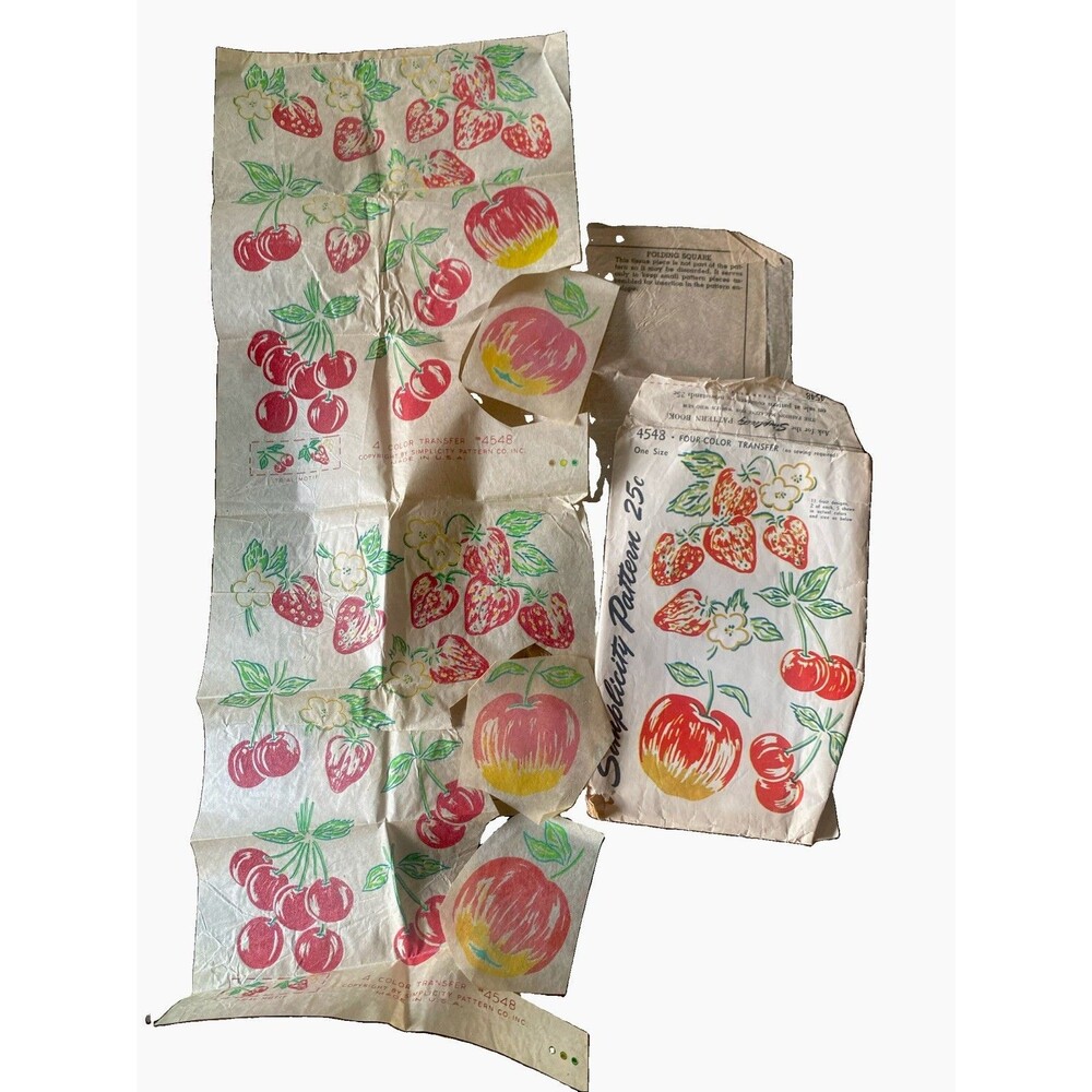 Vintage 1954 Simplicity 4548 Iron-on Transfer Decals - Fruit - Complete